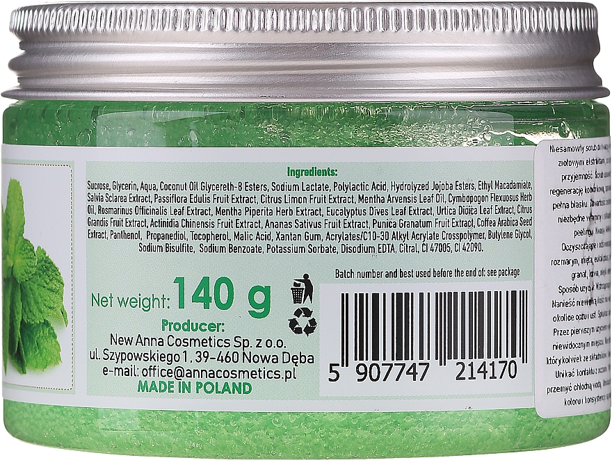 Очищувальний скраб для обличчя з м'ятою і цукровим желе - Eco U Cleansing Mint Sugar Jelly Face Scrub — фото N3