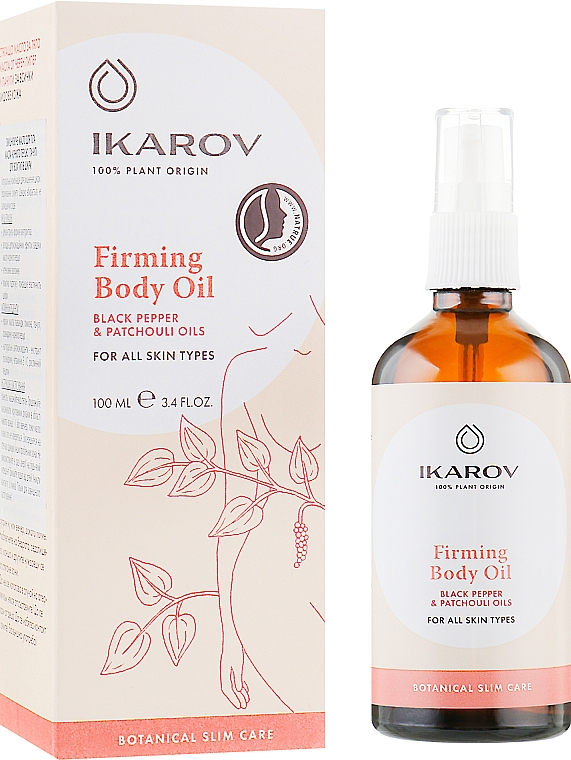 Зміцнювальна олія для тіла, з олією чорного перцю та пачулі - Ikarov