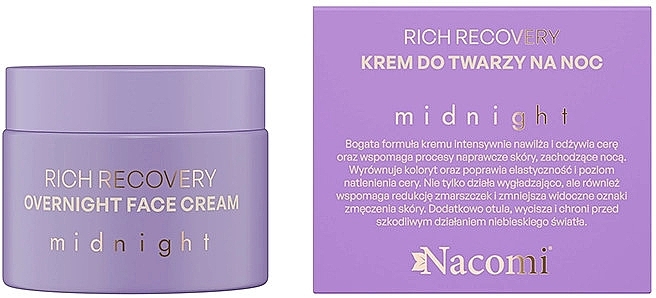 Ночной крем для лица - Nacomi Rich Recovery Midnight Overnight Face Cream — фото N2