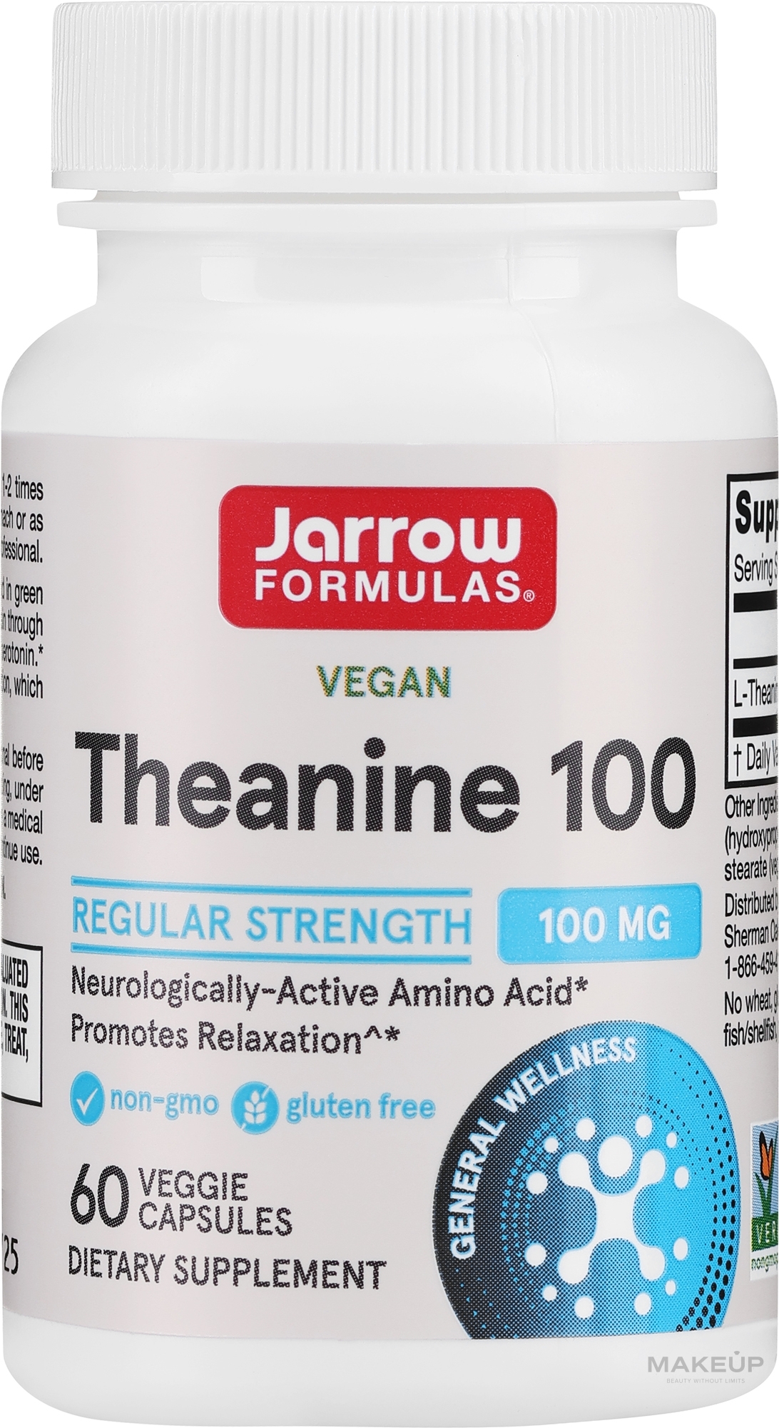 Теанин 100 мг - Jarrow Formulas Theanine, 100 mg  — фото 60шт