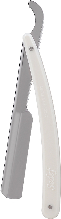 Небезпечна бритва із пластиковою ручкою, біла - Sedef Plastic Handle Straight Razor — фото N1