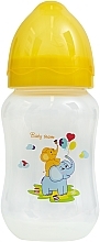 Бутылочка для кормления с широким горлом и силиконовой соской, 250 мл, 0+, желтая - Baby Team — фото N2