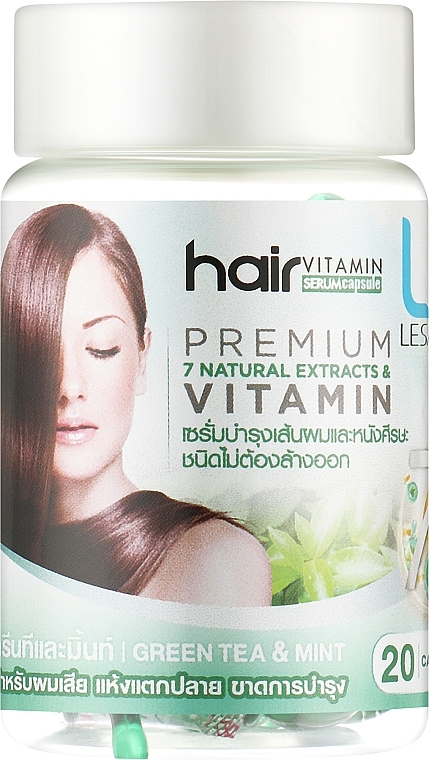 Тайські капсули для волосся з зеленим чаєм та м'ятою - Lesasha Hair Serum Vitamin (флакон)
