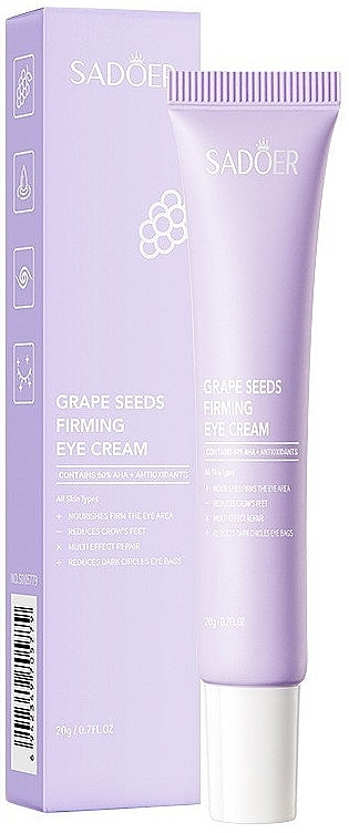 Крем для повік з екстрактом виноградних кісточок - Sadoer Grape Seed Firming Eye Cream — фото N1