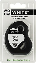 Парфумерія, косметика Зубна нитка зі смаком м'яти та евкаліпта, 30 м - Woom White Expanding Dental Floss