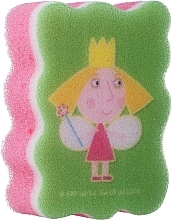 Мочалка банна дитяча "Бен і Холлі", Холлі з синьою паличкою, зелено-рожева - Suavipiel Ben & Holly Bath Sponge — фото N1