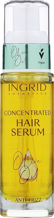 Сыворотка для блеска и легкого расчесывания волос с маслом оливки - Ingrid Cosmetics Vegan Hair Serum Olive Oil Anti Frizz