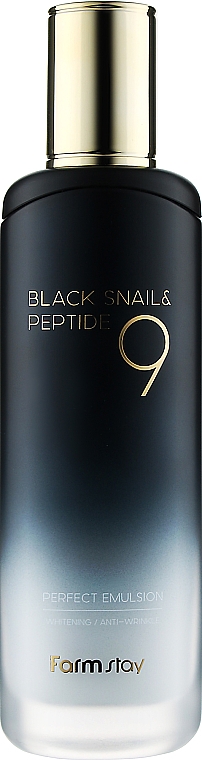 Емульсія з муцином чорного равлика й пептидами - FarmStay Black Snail & Peptide9 Perfect Emulsion — фото N1