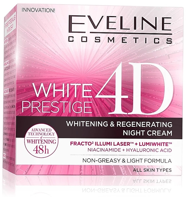 Нічний крем для обличчя - Eveline Cosmetics White Prestige 4D Whitening & Regenetating Night Cream — фото N1