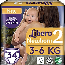Підгузки Newborn 2 (3-6кг), 34 шт. - Libero — фото N1