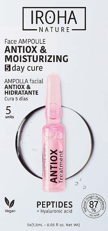 Антиоксидантні зволожувальні ампули  - Iroha Nature Active Shot Peptides Antiox Treatment — фото N1