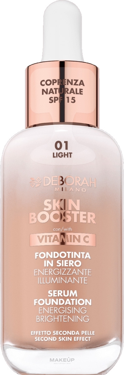 Тональная сыворотка - Deborah Skin Booster Serum Foundation Vitamin С SPF15 — фото 01 - Light