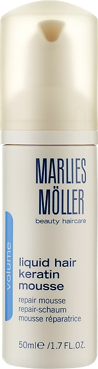 Мус для відновлення структури волосся "Ріжкий кератин" - Marlies Moller Volume Liquid Hair Keratin Mousse