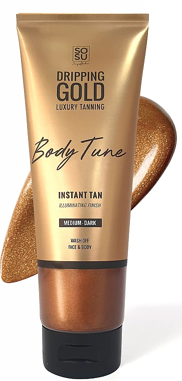 Быстросохнущий автозагар для тела - Sosu by SJ Dripping Gold Luxury Tanning Body Tune Instant Tan Medium Dark — фото N1