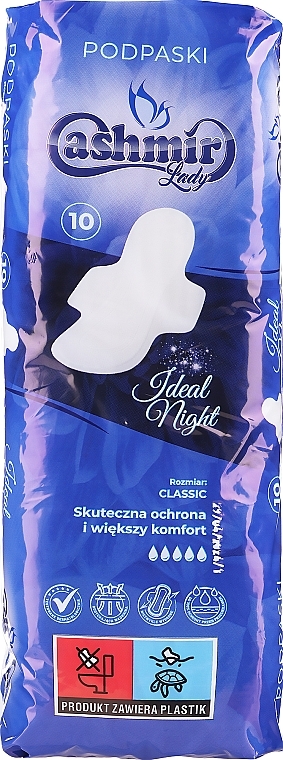 Cashmir Lady Ideal Night Classic Wing - Прокладки гігієнічні, 10 шт. — фото N1