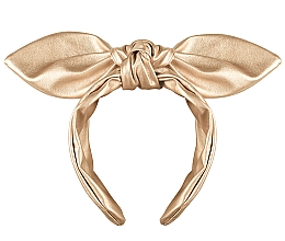 Ободок для волос, золотой "Chic Bow" - MAKEUP Hair Hoop Band Leather Gold  — фото N1