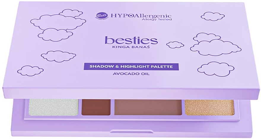 Палетка теней для век и хайлайтеров для лица - Bell HypoAllergenic x Besties Shadow & Highlight Palette — фото N1