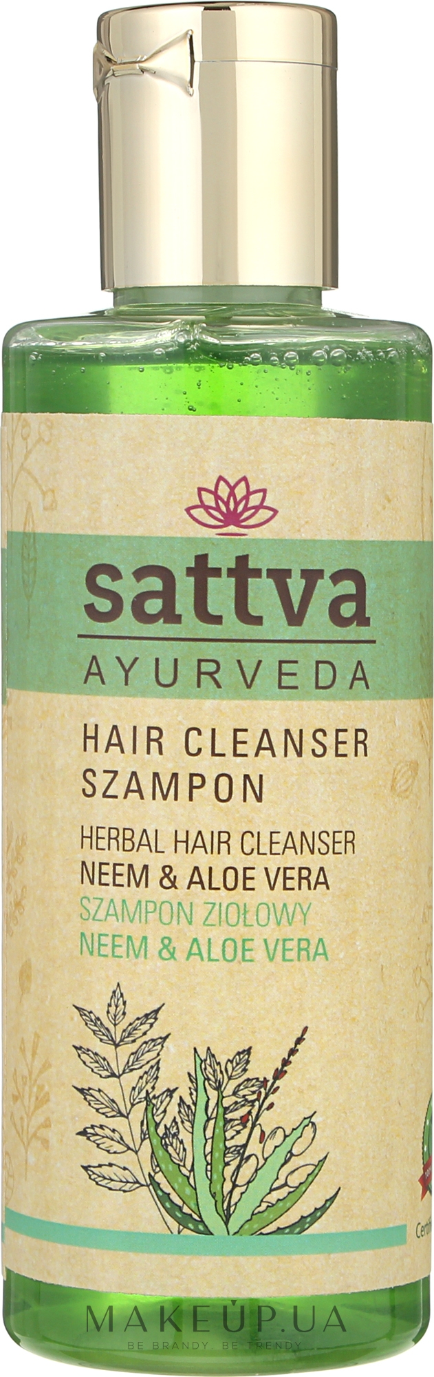 Шампунь для волос - Sattva Ayurveda Neem & Aloe Vera Herbal Hair Cleanser Shampoo — фото 210ml