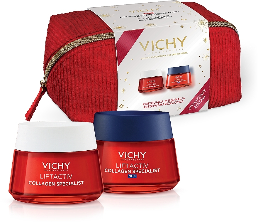 Набор по уходу за лицом - Vichy Liftactiv Specialist (d/cr/50ml + n/cr/50ml + pouch) — фото N1