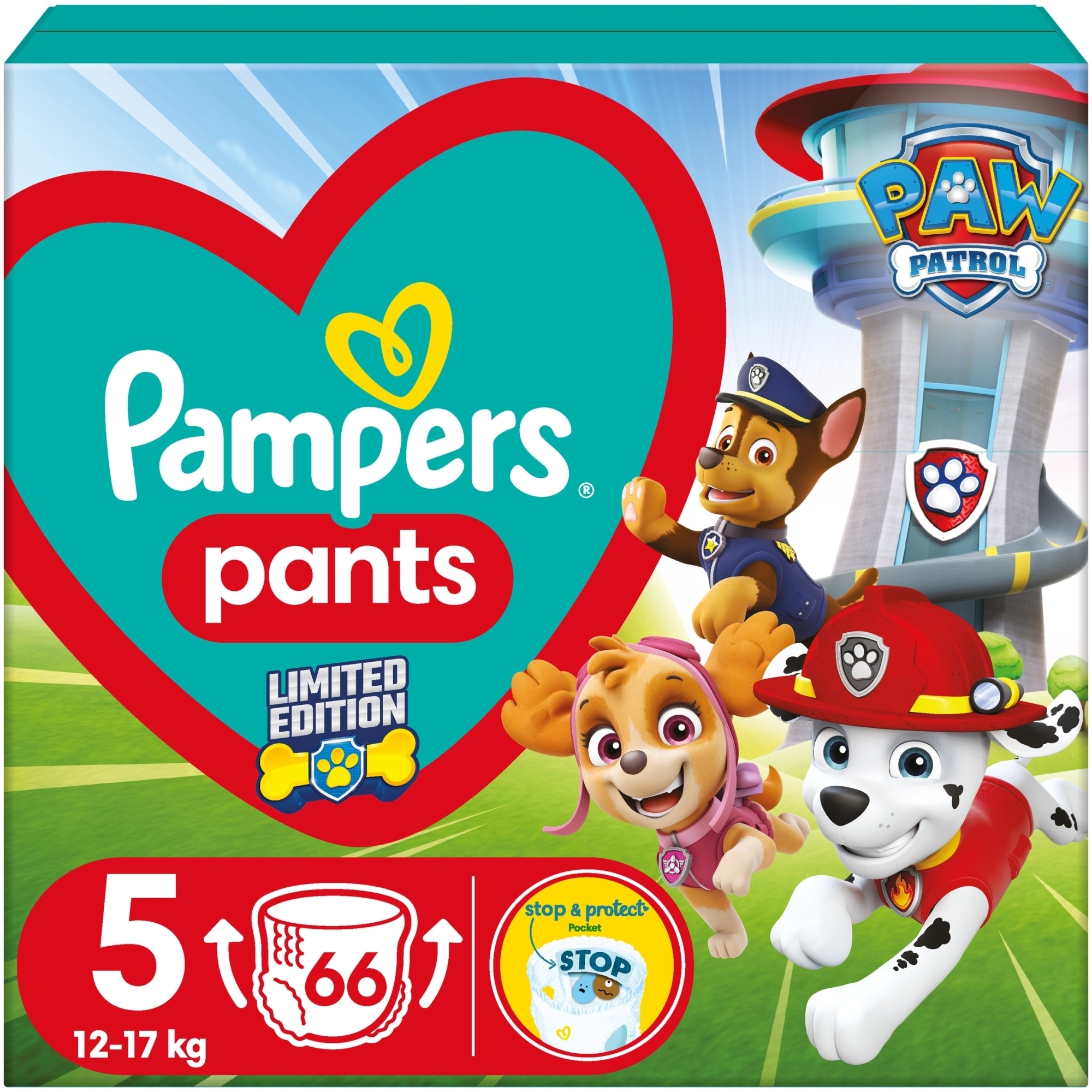 Подгузники-трусики, размер 5 (12-17 кг), 66 шт - Pampers Pants Paw Patrol — фото 66шт