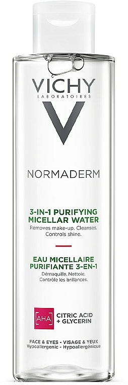 Мицеллярная вода 3-в-1 для снятия макияжа и очищения кожи лица и вокруг глаз - Vichy Normaderm 3-in-1 Purifying Micellar Water