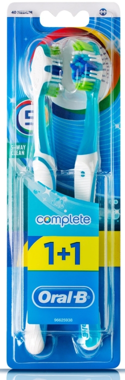 Набор зубных щеток "Комплекс Пятисторонняя чистка", 40 средняя, голубая+голубая - Oral-B Complete 5 Way Clean
