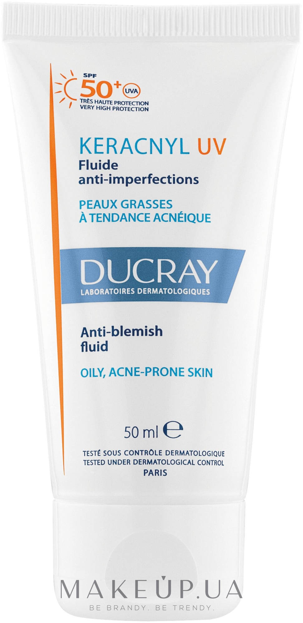 Солнцезащитный флюид для лица - Ducray Keracnyl UV Anti Blemish Fluid SPF50+ — фото 50ml