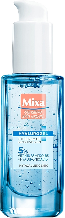 Увлажняющая сыворотка для чувствительной кожи лица с гиалуроновой кислотой и витамином В3 - Mixa Hyalorugel