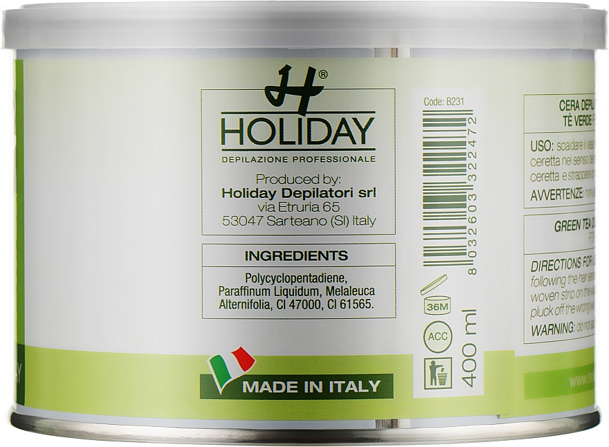 Теплий віск для депіляції з екстрактом зеленого чаю - Holiday Depilatory Wax Green Tea — фото N2