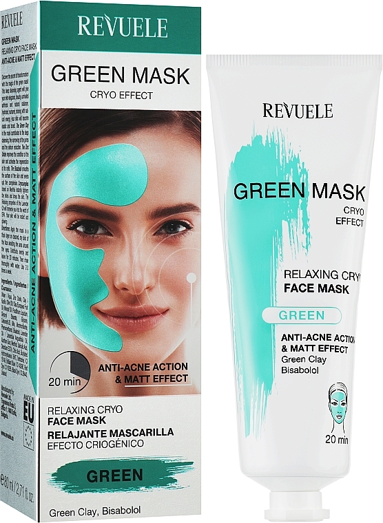 УЦІНКА Маска для обличчя - Revuele Anti-Acne Green Face Mask Cryo Effect * — фото N2