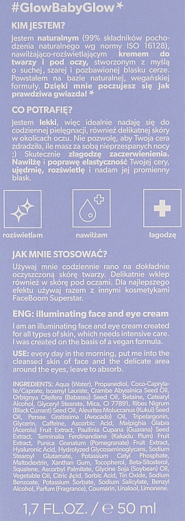 Увлажняющий и осветляющий крем для лица и глаз - BodyBoom FaceBoom SuperStar Illuminating Face And Eye Cream — фото N3