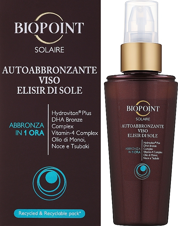 Автозасмага для обличчя - Biopoint Solaire Autoabbronzante Viso Elisir di Sole — фото N1