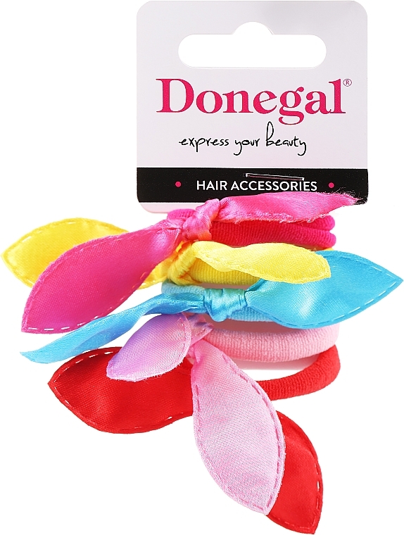 Резинки для волос, 5 шт., FA-5682+1, красная + розовая + желтая + голубая + малиновая - Donegal — фото N1