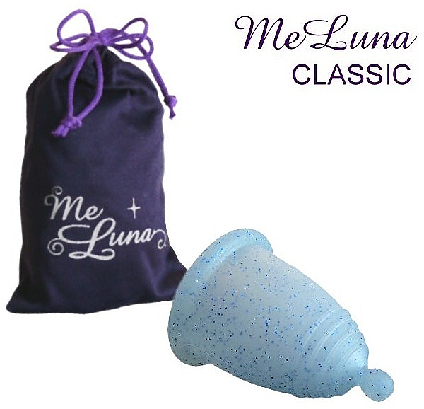 Менструальна чаша з кулькою, розмір М, блакитний глітер - MeLuna Classic Menstrual Cup — фото N1