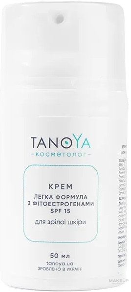 Крем легка формула з фітоестрогенами SPF 15 для зрілої шкіри - Tanoya Косметолог — фото 50ml