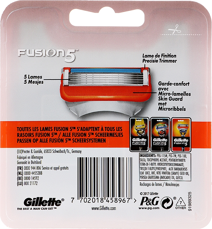 Replacement Razor Cassettes, 5  pcs. - Gillette Fusion 5 — фото N2