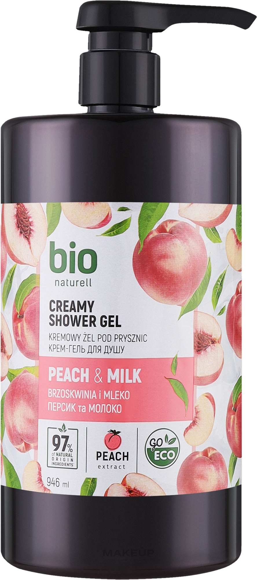 Крем-гель для душа "Персик и молоко" с помпой - Bio Naturell Peach & Milk Сreamy Shower Gel — фото 946ml
