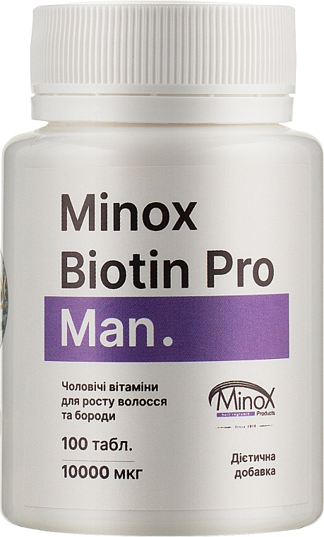 Мужские витамины для роста волос и бороды - MinoX Biotin Pro Man