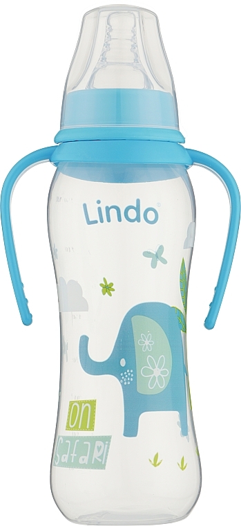 Бутылочка для кормления изогнутая со съемными ручками и силиконовой соской - Lindo Li147 — фото N1