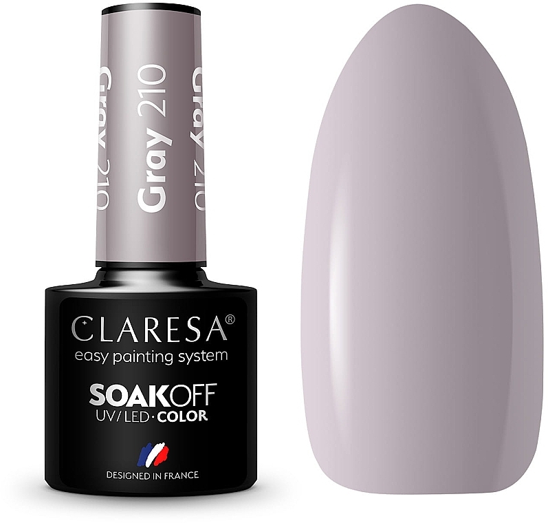 Набор гель-лаков для ногтей №22 - Claresa SoakOff UV/LED Color Gray/Purple (gel/polish/2x5g) — фото N2
