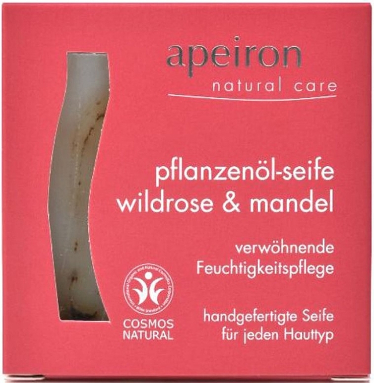 Мило з олією дикої троянди та мигдалю - Apeiron Wild Rose & Almond Plant Oil Soap — фото N1