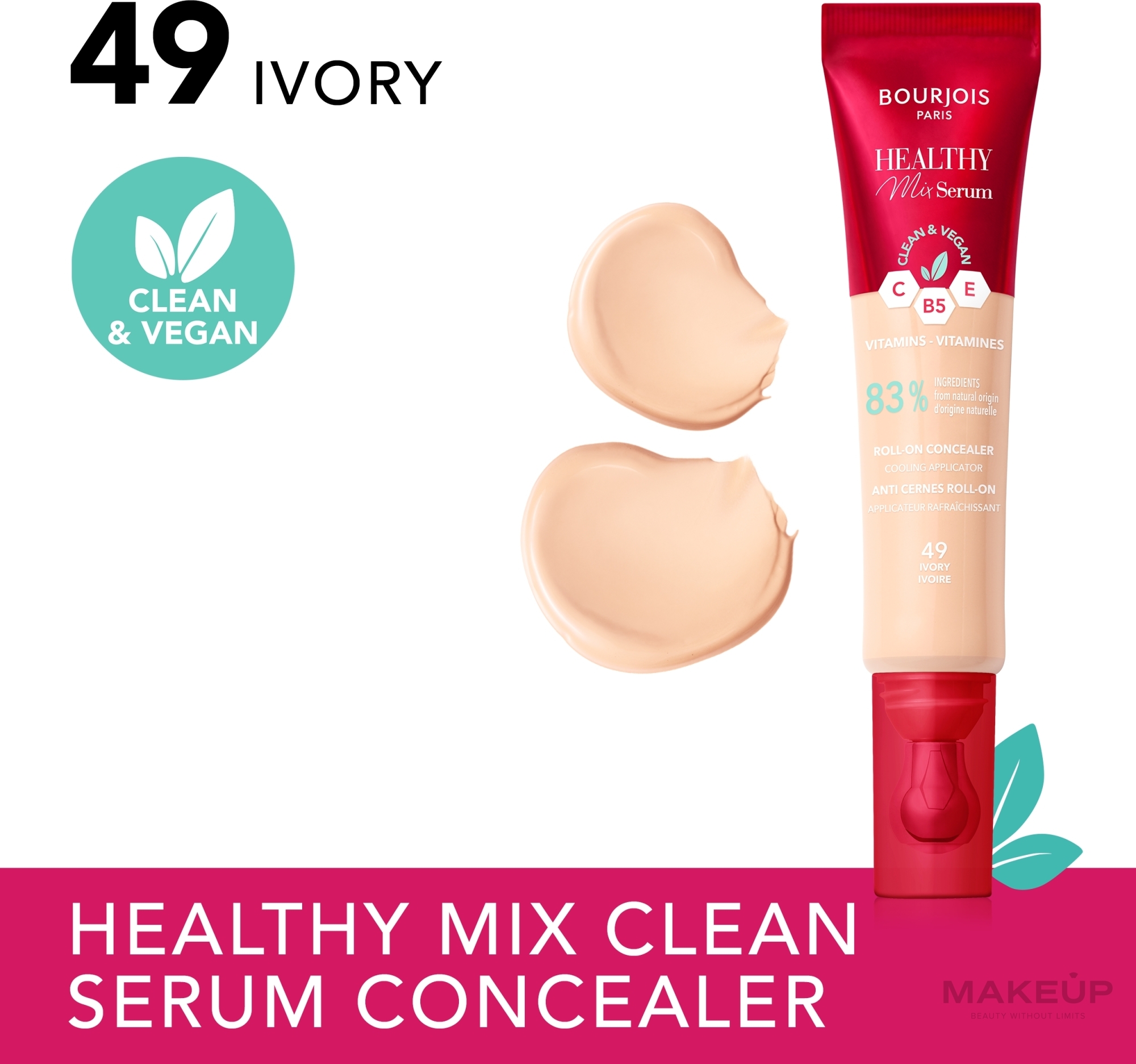 Консилер-сыворотка под глаза с аппликатором - Bourjois Healthy Mix Serum Roll-On Concealer — фото 49N - Ivory