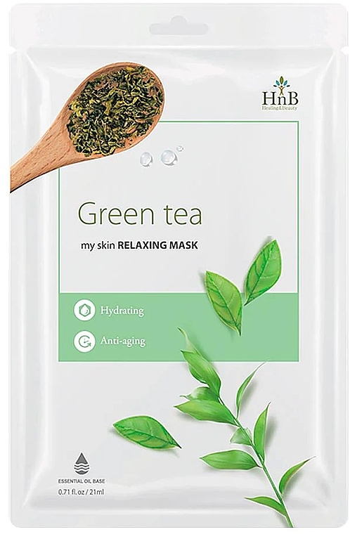 Тканинна маска для обличчя "Зелений чай" - HnB My Skin Relaxing Mask Green Tea — фото N1