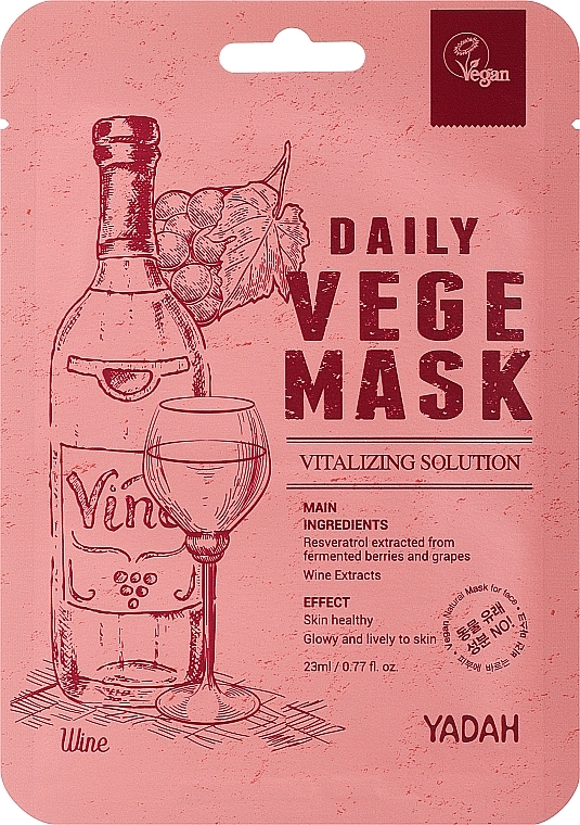 Тканинна маска для обличчя - Yadah Daily Vegi Wine Mask — фото N4