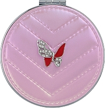 Парфумерія, косметика Косметичне дзеркало кругле, Pf-289, рожеве - Puffic Fashion