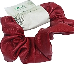 Кожаная резинка для волос 10.5 х 3.5 см, бордовая - Yeye Leather Scrunchie — фото N1