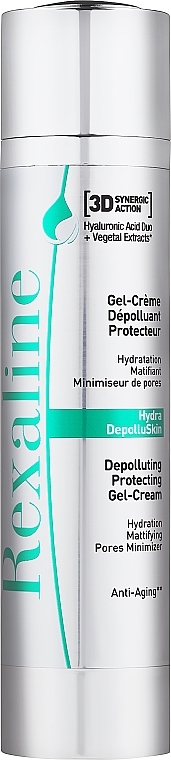 Захисний гель-крем для обличчя "Детокс" - Rexaline Hydra 3D Hydra-DepolluSkin Gel-Cream