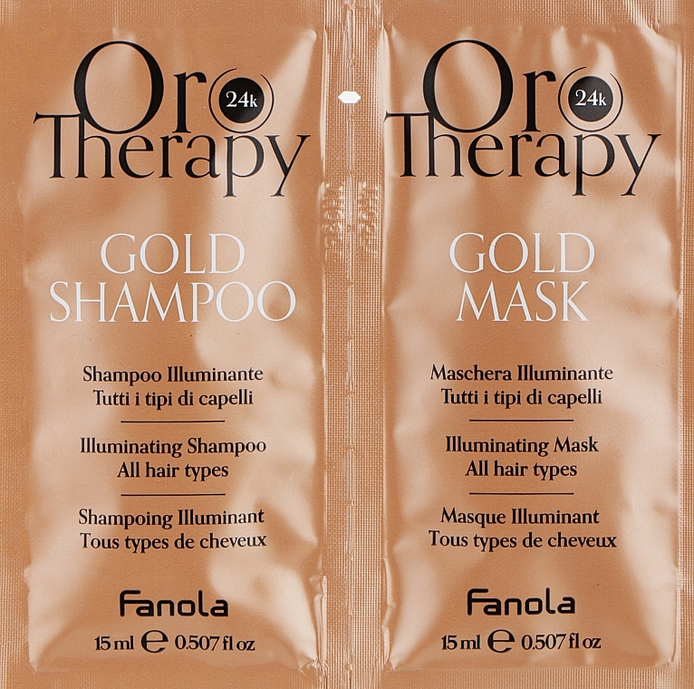 Набор пробников - Fanola Oro Therapy Gold Shampoo+Mask (sh/15ml + h/mask/15ml) — фото N1