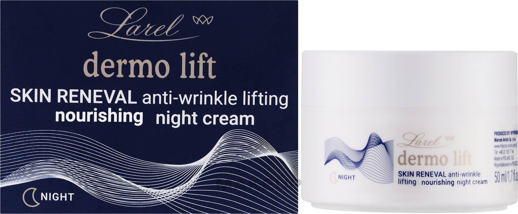 Нічний зволожувальний крем для обличчя - Larel Dermo Lift Skin Reneval Night Cream — фото 50ml