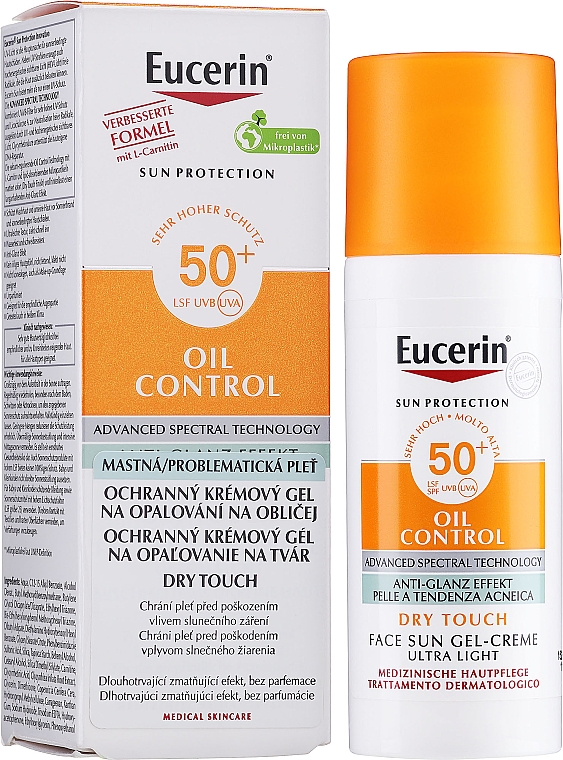 Солнцезащитный гель-крем для лица с матовым эффектом - Eucerin Dry Touch Face Sun -Creme SPF 50 — фото N2